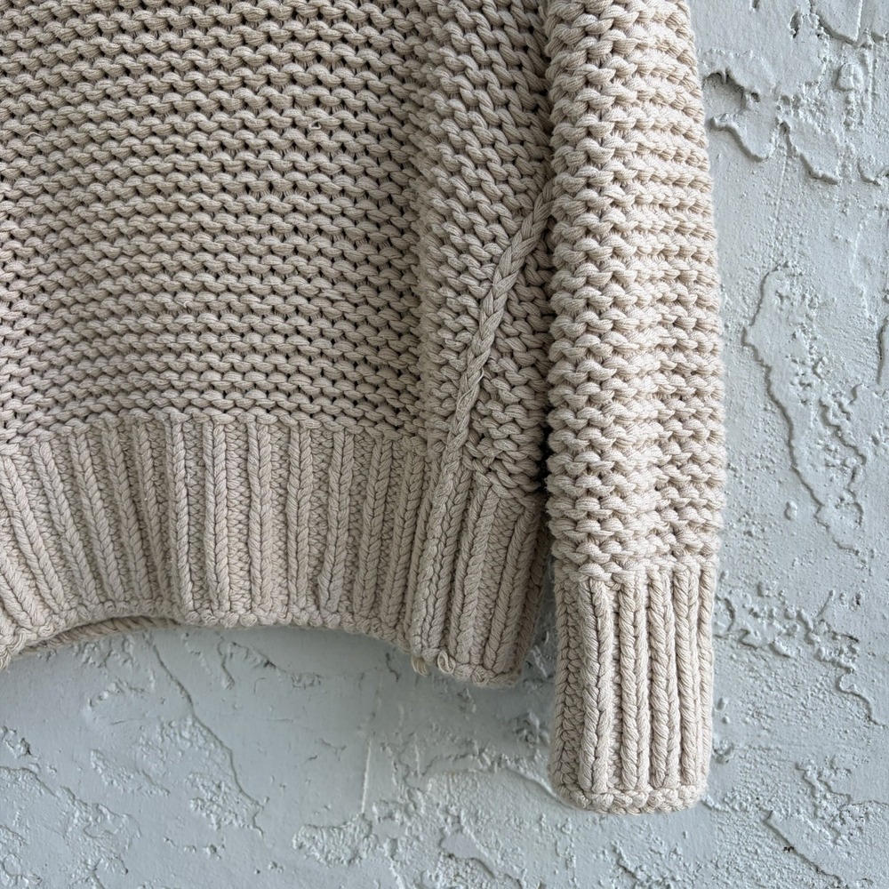 Free People Sweater Women's XS Beige My Only Sunshine Chunky Knit Pullover - Picture 3 of 6
